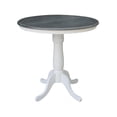 thumbnail image 4 of 36" Round Solid Wood Extension Dining Table With 2 San Remo Counter Height Stools in White/Heather Gray by International Concepts, 4 of 9