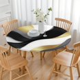 thumbnail image 3 of Black White Gray Gold Marble Pattern Round Fitted Tablecloth with Elastic Edge,Dining Table Cover Waterproof,Outdoor Round Tablecloth for Camping,Dining,Indoor and Outdoor, 3 of 7