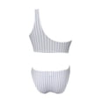 thumbnail image 2 of Traje de Baño Ocean Pacific para Mujer Bikini y Top un Tirante con Argolla, Estampado a Rayas Azul Talla EG 2 Piezas, 2 of 4