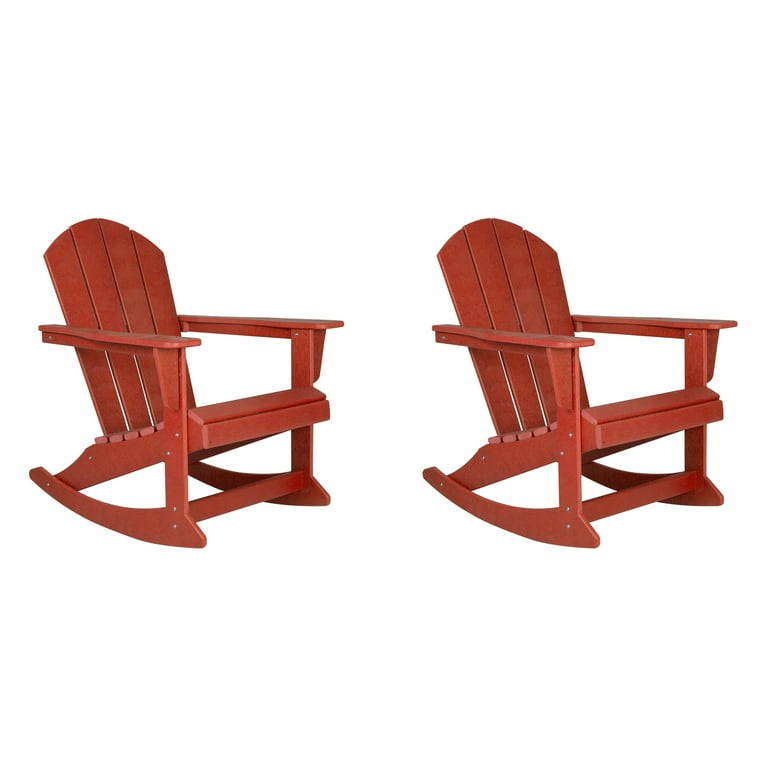 GARDEN Set of 2 Plastic Outdoor Rocking Chairs for Patio Porch Red