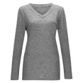 thumbnail image 3 of Hauts Amples Grande Taille à Manches Longues Col en V pour Femmes, 3 of 9