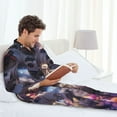 thumbnail image 6 of Fotbe Astronaut In Cosmic Garden Pattern Long Sleeve Pajama Set for Men,Sleepwear Set,2-piece Loungewear Set,Soft PJs Comfy Nightwear with Pockets-Large, 6 of 7