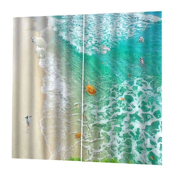 Cortinas 3D Dormitorio Sala De Estar Cortinas Para Ventanas Con Reducción De playa Sunnimix Cortinas de ventana de impresión 3D