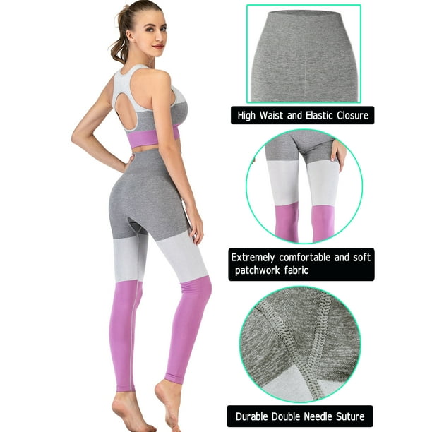 Color blocked mesh patchwork long yoga pants