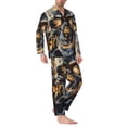 thumbnail image 2 of Balery Fiery Skull Trio Pijama para Hombre de Dos Piezas con Manga Larga, Conjunto de Dormir y Descanso Suave con Bolsillos-Small, 2 of 7