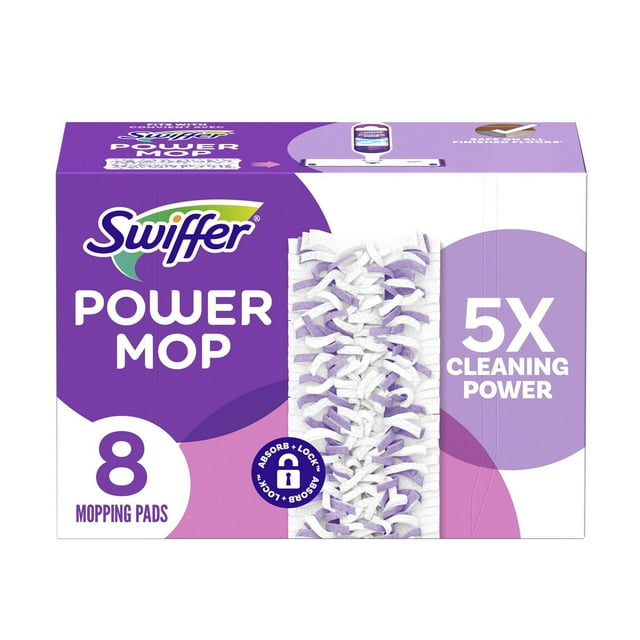 Swiffer PowerMop Multi-Surface Mopping Pad Refills for Floor Cleaning, 8 Count