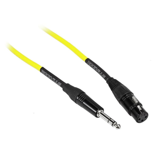 Rockville RCXFB6Y 6' Female XLR to 1/4'' TRS Cable Yellow, 100% Copper