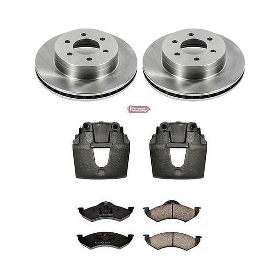 PowerStop Front Stock Replacement Brake Pad and Rotor Kit with Calipers Fits: DODGE Select Models KCOE2139