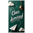 thumbnail image 3 of Chalkboard Style Class Dismissed Banner with Clouds Paper Plane and Bell Backdrop Party Decorations for School Events Graduation Celebrations End of Semester Parties and Classroom Decor, 3 of 4
