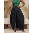 thumbnail image 5 of Black Oversized Pleated Maxi Skirt With Front Slit, Elegant Resort Style For Daily Wear And Parties, 5 of 7