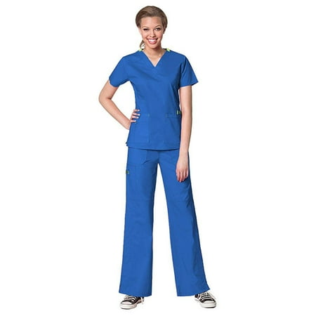 

WonderWink FLEX Women s Scrubs Verity V-Neck Darted Top & Faith Multi-Pocket Cargo Pant Set