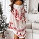 thumbnail image 3 of Vestido de Papá Noel con diseño de ciervos en la nieve para mujer, cálido, holgado, de punto, de Navidad, de manga larga, con cuello oblicuo, informal, para invierno, 3 of 4
