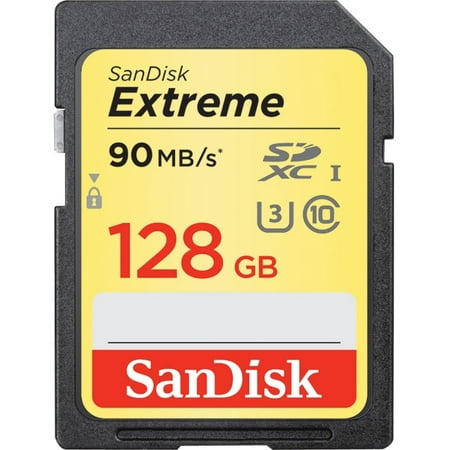 SanDisk 128GB Extreme SDXC UHS-I Memory Card - 90MB/s, C10, U3, V30, 4K UHD, SD Card -