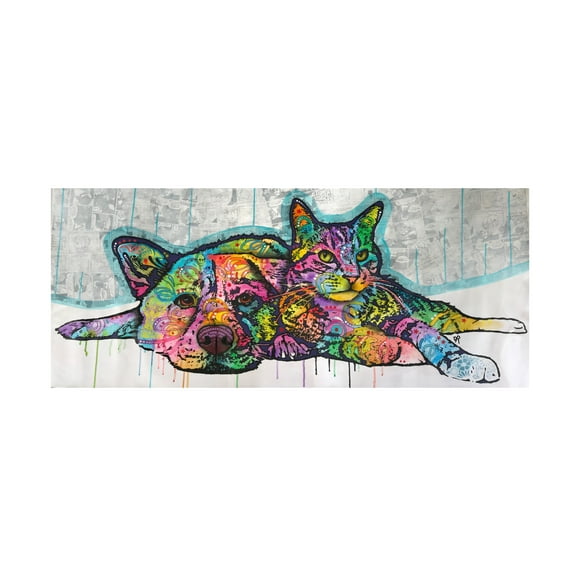 Trademark Fine Art Dean Russo Companions Cat And Dog Canvas Wall Art - 14x32