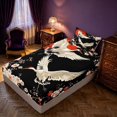 thumbnail image 5 of Homewish Chic Crane Twin Sheets, Japanese Cherry Blossoms Bedding, Black Beige Red, 3-Piece, 1 Flat Sheet, 1 Fitted Sheet and 1 Pillowcase, 5 of 6