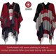 thumbnail image 3 of Cárdigans con frente abierto y envoltura de chal extragrande reversible con capa estampada para mujer, 3 of 5