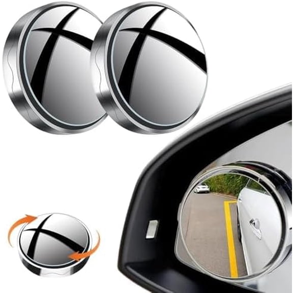2 packs of blind spot concave mirrors with suction cups, detachable wide-angle mirrors, 360 ° rearview mirror side mirrors (silver)