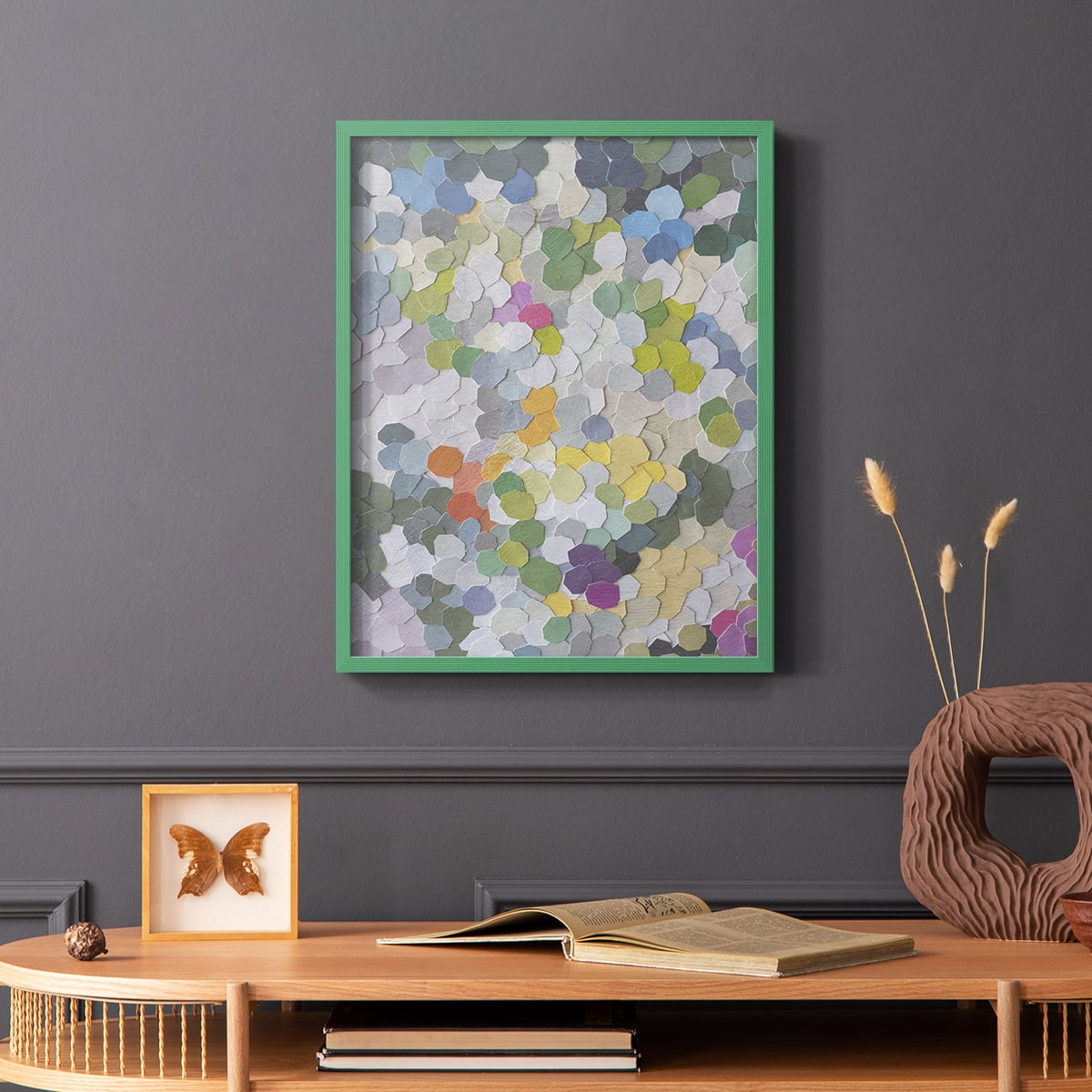 Canne Garden Framed Print in Green Solid Wood Framed Print No Nail Hanging