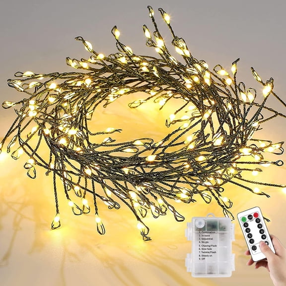 Fairy Lights with Remote - Firecrackers String Lights 4.92Ft 50 LED Waterproof Cluster Christmas Lights, Battery Operated Fire Crackers Garland for Bedroom, Garden