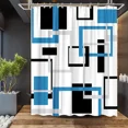thumbnail image 3 of Abstract Geometric Black White Red Shower Curtain 3D Block Square Elegant Frame Modern r Fabric Bathroom with Hook Grey, 3 of 7
