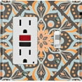 thumbnail image 1 of Metal Light Switch Plate Cover Blue Orange Mandala Flower Tile Pattern MDL042, 1 of 13