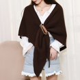 thumbnail image 5 of HNMKIU Women Fashion Solid Hollow Out Buckle Big Triangle Cape Cloak Warm Decorative Scarf Split Style Brown,One Size, 5 of 5
