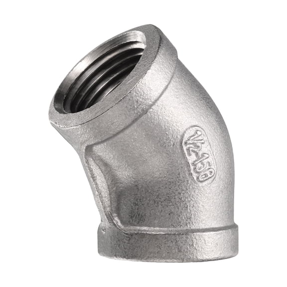 Uxcell 45 Degree Elbow Cast Pipe Fitting 1/2" NPT Female 304 Stainless Steel Elbow Fitting Thread Connector