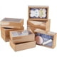 thumbnail image 1 of 10 cajas de regalo de cartón kraft marrón con cajón, caja de regalo de plástico translúcido con tapa y ventana esmerilada de PVC., 1 of 9