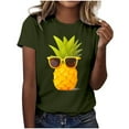 thumbnail image 1 of T-shirts Oversize pour Femmes Mode Respirant Imprimé Ananas T-Shirt Manches Courtes Haut Vert Armée m, 1 of 4