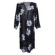 thumbnail image 2 of Cuello V Flores Blancos Ropa Mujer Chica Boho Gasa Suave Cobija Ropa Cómoda Casual METRO Yinane mujeres del kimono de la gasa, 2 of 8