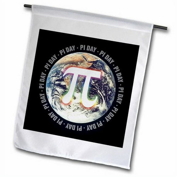 3dRose, Pi Day on Earth Symbol on black background, 18 x 27 inch Garden Flag