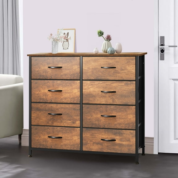 XYTREW  8 Drawers Fabric Dresser Storage Organizer Furniture Home Office NEW.Measuring 39.4"L x 11.8"W x 31.5"H,