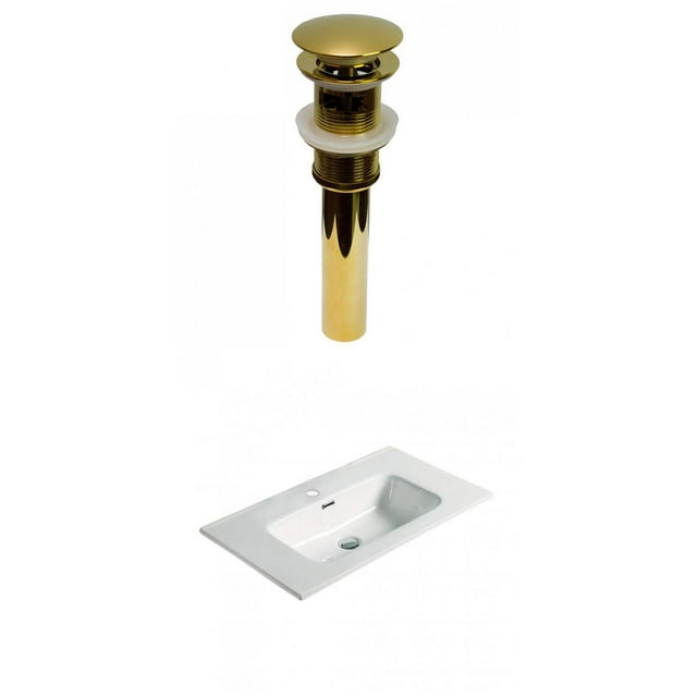 American Imaginations 24.16-in. W 1 Hole Ceramic Top Set In White Color - Overflow Drain Incl. AI-30558