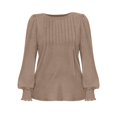thumbnail image 5 of Yaruuzi Long Sleeve Shirts for Women Mock Neck Tops Pleated Front Blouses Puff Sleeve Boho Tops Dressy Casual Spring Fall Clothes 2026 Fashion Loose Tunic Tops Business Work Blouse Brown 2XL, 5 of 8
