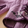 thumbnail image 5 of Cardigan Sweaters For Women Chinese Traditional Embroidery Blouse, Cotton Linen Long Sleeve Frog Button Cheongsam Top 1pc , Purple 4XL, Size M-4XL, 5 of 6