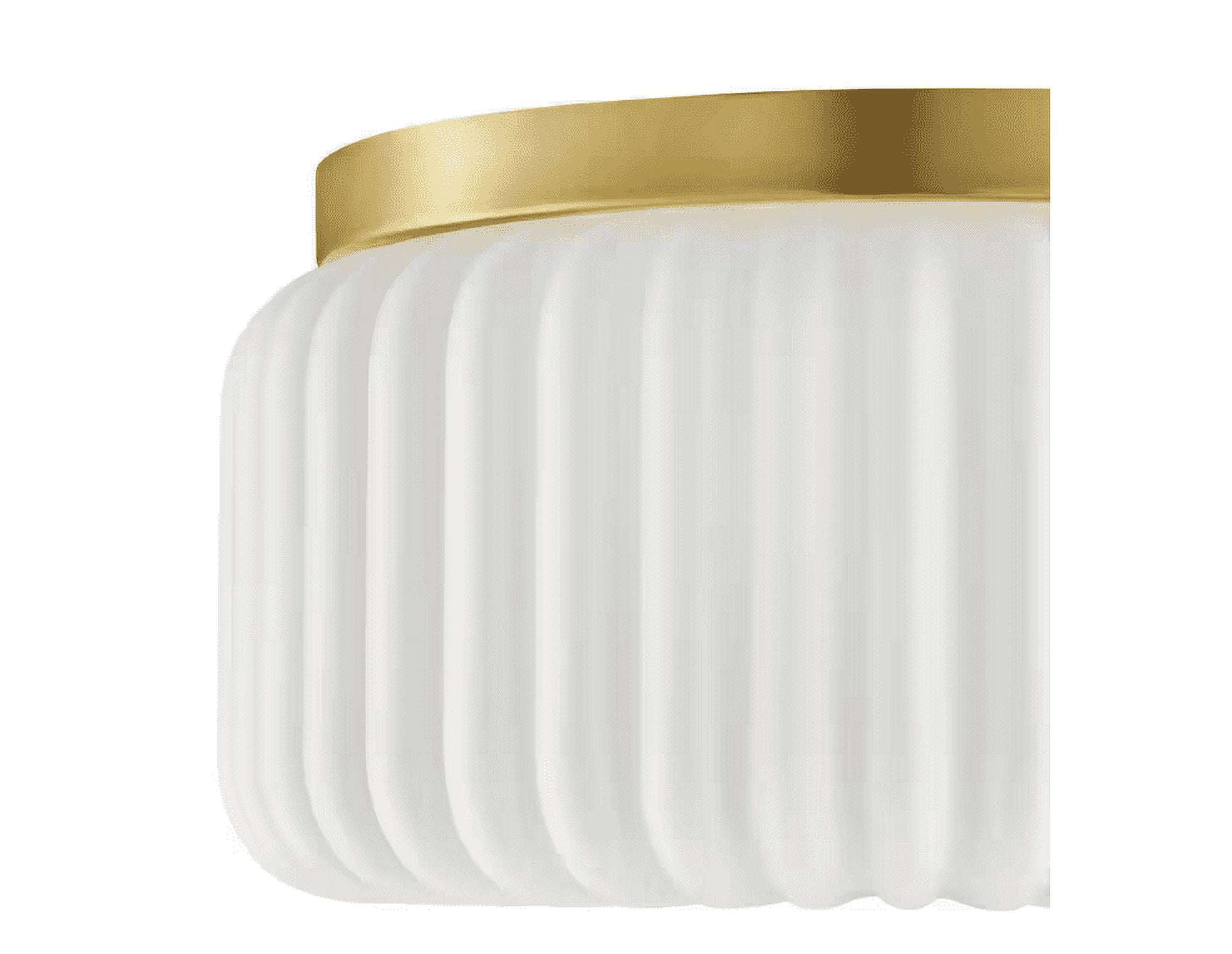 Home Decorators Collection Caroline 11 in. 2-Light Aged Brass Flush Mount with Frosted Glass Shade