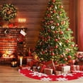 thumbnail image 3 of Fpogbef Christmas Sequin Tree Skirt 47in,Red Soft Thick with White Snowflakes Decorations, 3 of 5