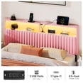 thumbnail image 6 of Greenstell King Size Adjustable Storage Headboard Only - Modern Upholstered Head Board with LED Lights, Charging Station & Soft Padding, Pink, 6 of 6
