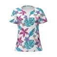 thumbnail image 2 of Fuzoiu Hawaiian Style Print Women's V-Neck T-Shirt,Women's Short Sleeve Top, Comfortable for Work, Leisure, and Sports, 2 of 7