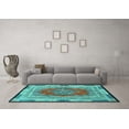 thumbnail image 3 of Ahgly Company Indoor Round Medallion Turquoise Blue Traditional Area Rugs, 7' Round, 3 of 4