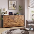 thumbnail image 6 of Double Dresser with 6 Drawers,Large Chest of Drawers Storage Cabinet for Bedroom Living Room,Brown, 6 of 8