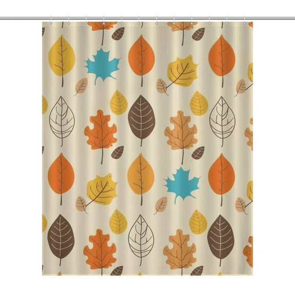 Autumn Harvest Maple Leaves Thanksgiving Shower Curtain Cloth Fabric Bathroom Decor with Hooks