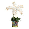 thumbnail image 2 of Nearly Natural Orchid Artificial Floral Arrangement with Mexican Talavera Planter - 36" - White, 2 of 8