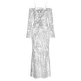 thumbnail image 5 of Oplxuo Women's Sparkly Sequin Mermaid Maxi Dress, Sexy Off the Shoulder Long Sleeve Cocktail Party Formal Evening Dresses, 5 of 5