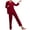 Wine, variant on Tnhcen 2 Piece Sexy Lace Trim Women's Velvet Pajamas Set Long Sleeve Button Up Shirts Pant Soft Sleepwear Homewear Set M-2XL