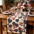 thumbnail image 1 of Aufmer Patriotic Festival Table Runner Set Star Firework USA Flag Printed Polyester Cloth Mat Combination For 4th Of July Dining Room Multi Scene Holiday Layout, 1 of 7