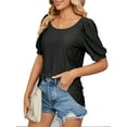 thumbnail image 5 of TEMOFON Women Summer Tops Casual Puff Short Sleeve T Shirts Comfy Scoop Neck Black Loose Shirts for Women Size L, 5 of 7