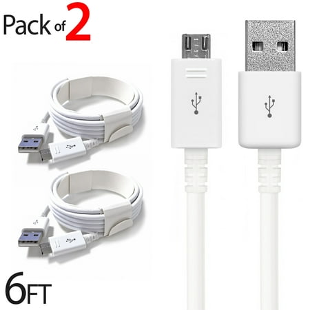 2x Micro USB Cable Charger For Android, FREEDOMTECH 6ft USB to Micro USB Cable Charger Cord High Speed USB2.0 Sync and Charging Cable for Samsung, HTC, Motorola, Nokia, MP3, Tablet and More