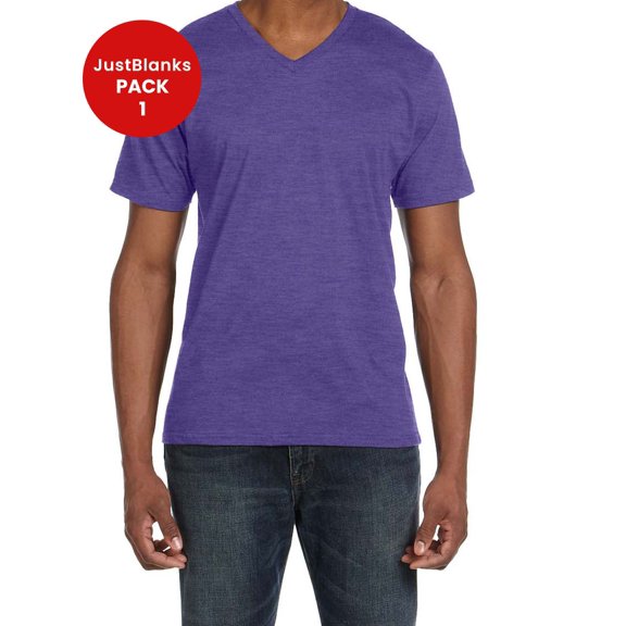 JustBlanks Lightweight V Neck T Shirt Semi Fitted Double Needle Stitched Sleeves Bottom Hem