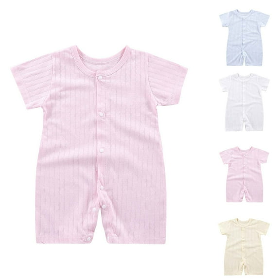 Hvobtty Kids Short Sleeve Rompers, Toddler Summer Rompers, Kids Spring Newborn Crawling Clothes Sleeveless Thin Ha Clothes Bag Fart Clothes Pink 6-8 months